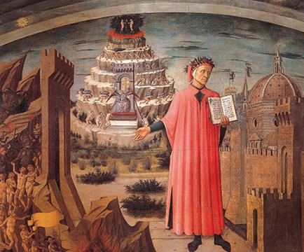 »Dante und die göttliche Komödie«, Fresko von Domenico di Michelino, 1465